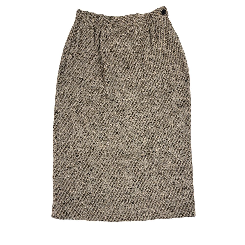 VALENTINO Vintage S/M Charcoal Wool Bouclé Pocket Skirt – 1990s